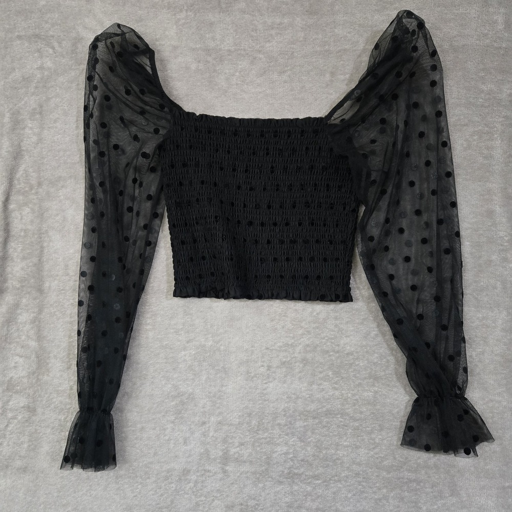 Y2K Mesh Babydoll‎ Top Small Fairy Grunge Dark Coquette Whimsigoth